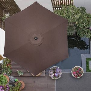 Springos Parasol ogrodowy składany 260 cm duży na balkon brązowy UNIWERSALNY 3