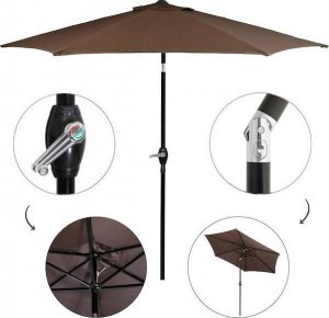 Springos Parasol ogrodowy składany 260 cm duży na balkon brązowy UNIWERSALNY 4