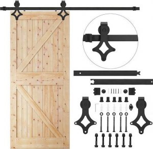 Springos System do drzwi przesuwnych 183 cm prowadnica do 100 kg, barn door stal czarny UNIWERSALNY 1