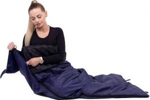 Springos Śpiwór turystyczny 190x73 cm ciepły śpiwór kempingowy granatowo-czarny UNIWERSALNY 19