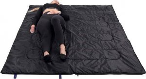Springos Śpiwór turystyczny 190x73 cm ciepły śpiwór kempingowy granatowo-czarny UNIWERSALNY 6