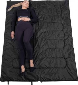 Springos Śpiwór turystyczny 190x73 cm ciepły śpiwór kempingowy granatowo-czarny UNIWERSALNY 7