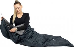 Springos Śpiwór turystyczny 210x73 cm mumia ciepły śpiwór kempingowy czarno-szary UNIWERSALNY 23