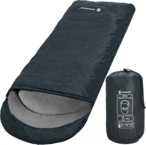 Springos Śpiwór turystyczny 210x73 cm mumia ciepły śpiwór kempingowy czarno-szary UNIWERSALNY 3