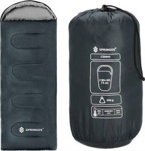 Springos Śpiwór turystyczny 210x73 cm mumia ciepły śpiwór kempingowy czarno-szary UNIWERSALNY 4