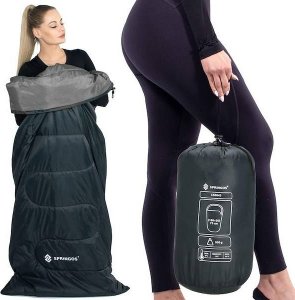 Springos Śpiwór turystyczny 210x73 cm mumia ciepły śpiwór kempingowy czarno-szary UNIWERSALNY 5