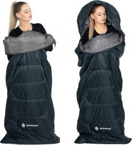 Springos Śpiwór turystyczny 210x73 cm mumia ciepły śpiwór kempingowy czarno-szary UNIWERSALNY 6