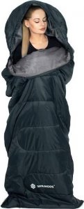 Springos Śpiwór turystyczny 210x73 cm mumia ciepły śpiwór kempingowy czarno-szary UNIWERSALNY 8