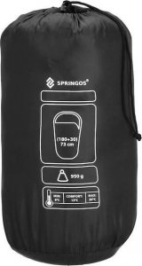 Springos Śpiwór turystyczny  mumia 210x73 cm ciepły śpiwór kempingowy czarno-szary UNIWERSALNY 13