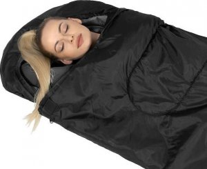 Springos Śpiwór turystyczny  mumia 210x73 cm ciepły śpiwór kempingowy czarno-szary UNIWERSALNY 23