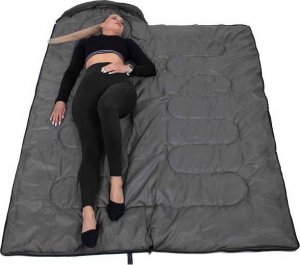 Springos Śpiwór turystyczny  mumia 210x73 cm ciepły śpiwór kempingowy czarno-szary UNIWERSALNY 6