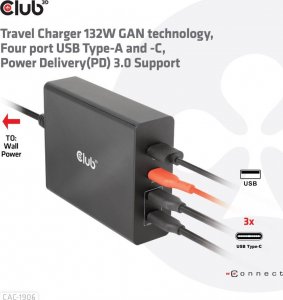 Ładowarka Club 3D 1x USB-A 3x USB-C  (CAC-1906) 10