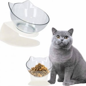 Springos Miska dla psa i kota z antypoślizgową podstawką i uszami biała UNIWERSALNY 14