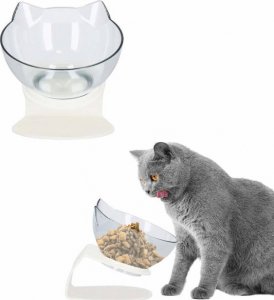 Springos Miska dla psa i kota z antypoślizgową podstawką i uszami biała UNIWERSALNY 3