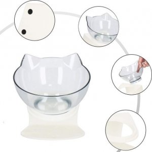 Springos Miska dla psa i kota z antypoślizgową podstawką i uszami biała UNIWERSALNY 10