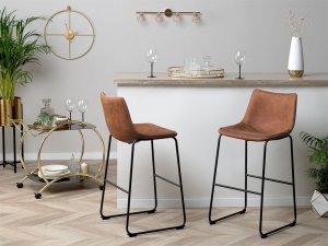 Shumee Zestaw 2 krzeseł barowych brązowy FRANKS 2