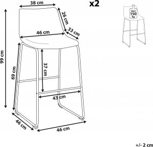 Shumee Zestaw 2 krzeseł barowych brązowy FRANKS 10
