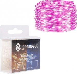 Lampki choinkowe Springos 20 LED różowe 1