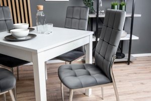 Halmar Krzesło Tapicerowane do Jadalni K416 Welurowe Ciemny Popiel 4