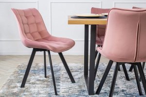 Halmar Krzesło Skandynawskie Do Salonu K332 Różowe Welurowe 3