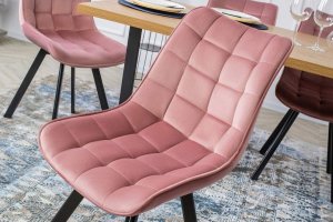 Halmar Krzesło Skandynawskie Do Salonu K332 Różowe Welurowe 4
