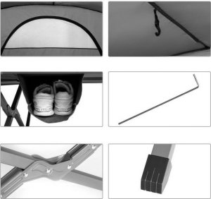 Costway Dwuosobowy namiot kempingowy ze składanym łóżkiem, tropikiem i torbą transportową 4