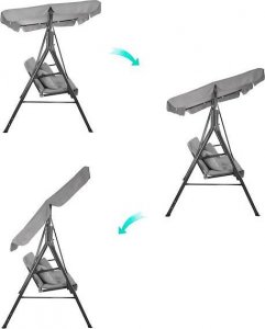 Springos Huśtawka ogrodowa 3-osobowa z daszkiem LUNA szara z poduszkami 16