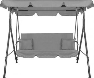 Springos Huśtawka ogrodowa 3-osobowa z daszkiem LUNA szara z poduszkami 17