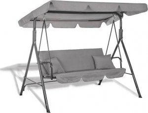Springos Huśtawka ogrodowa 3-osobowa z daszkiem LUNA szara z poduszkami 2