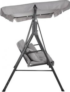 Springos Huśtawka ogrodowa 3-osobowa z daszkiem LUNA szara z poduszkami 29