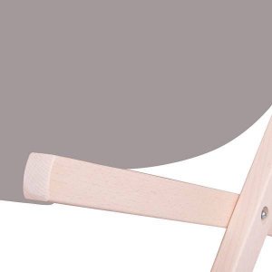 Springos Leżak ogrodowy składany, drewniany z popielatym materiałem UNIWERSALNY 4