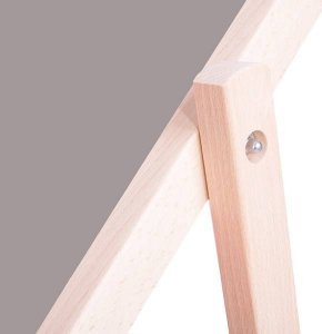 Springos Leżak ogrodowy składany, drewniany z popielatym materiałem UNIWERSALNY 6