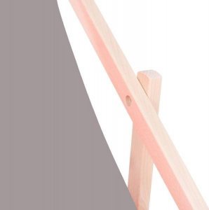 Springos Leżak ogrodowy składany, drewniany z popielatym materiałem UNIWERSALNY 7