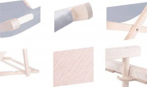 Springos Leżak ogrodowy składany, drewniany z popielatym materiałem UNIWERSALNY 8