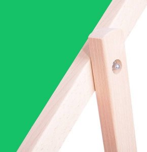 Springos Leżak ogrodowy składany, drewniany z zielonym materiałem UNIWERSALNY 4