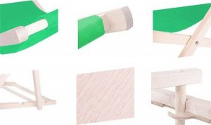 Springos Leżak ogrodowy składany, drewniany z zielonym materiałem UNIWERSALNY 6