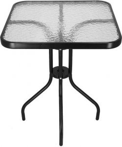 Springos Stół ogrodowy i na taras szkło 60 cm kwadratowy czarny UNIWERSALNY 1