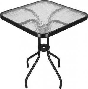 Springos Stół ogrodowy i na taras szkło 60 cm kwadratowy czarny UNIWERSALNY 3