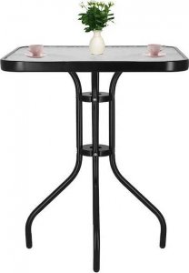 Springos Stół ogrodowy i na taras szkło 60 cm kwadratowy czarny UNIWERSALNY 5