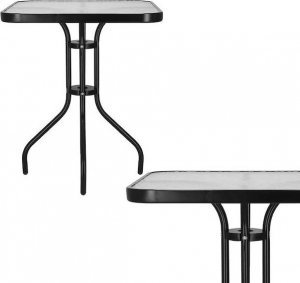 Springos Stół ogrodowy i na taras szkło 60 cm kwadratowy czarny UNIWERSALNY 7