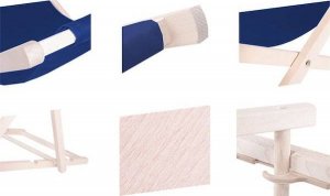 Springos Leżak ogrodowy składany, drewniany z granatowym materiałem UNIWERSALNY 7