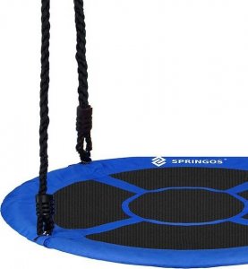 Huśtawka Springos Bocianie gniazdo dla dzieci 110 cm huśtawka ogrodowa czarno-niebieska UNIWERSALNY 14