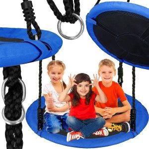 Huśtawka Springos Bocianie gniazdo dla dzieci 110 cm huśtawka ogrodowa czarno-niebieska UNIWERSALNY 16