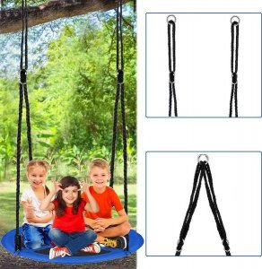 Huśtawka Springos Bocianie gniazdo dla dzieci 110 cm huśtawka ogrodowa czarno-niebieska UNIWERSALNY 7