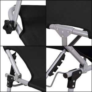 Springos Leżak składany czarny, leżanka ogrodowa z zagłówkiem i daszkiem  UNIWERSALNY 12