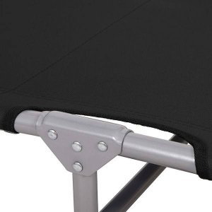 Springos Leżak składany czarny, leżanka ogrodowa z zagłówkiem i daszkiem  UNIWERSALNY 4