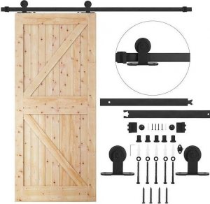 Springos System do drzwi przesuwnych 183 cm prowadnica do 100 kg, barn door stal czarny kółka UNIWERSALNY 1