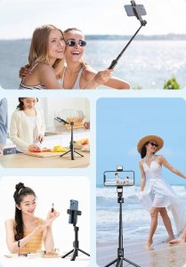 Selfie stick Mcdodo Mcdodo Double Shot kijek selfie stick tripod bluetooth statyw czarny 3