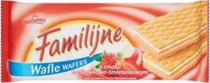 Jutrzenka Familijne Wafle o smaku truskawkowo-śmietankowym 180 g 1