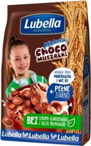 Lubella Lubella Mlekołaki Choco Muszelki Zbożowe muszelki o smaku czekoladowym 500 g 1